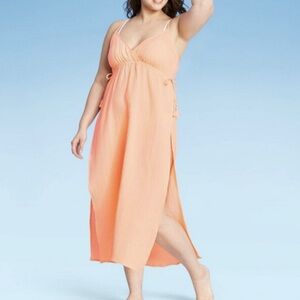 Xhilaration Orange Swim Coverup Flowy Design